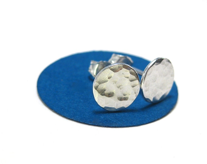 Silver Disc Stud Earrings, Sterling Silver