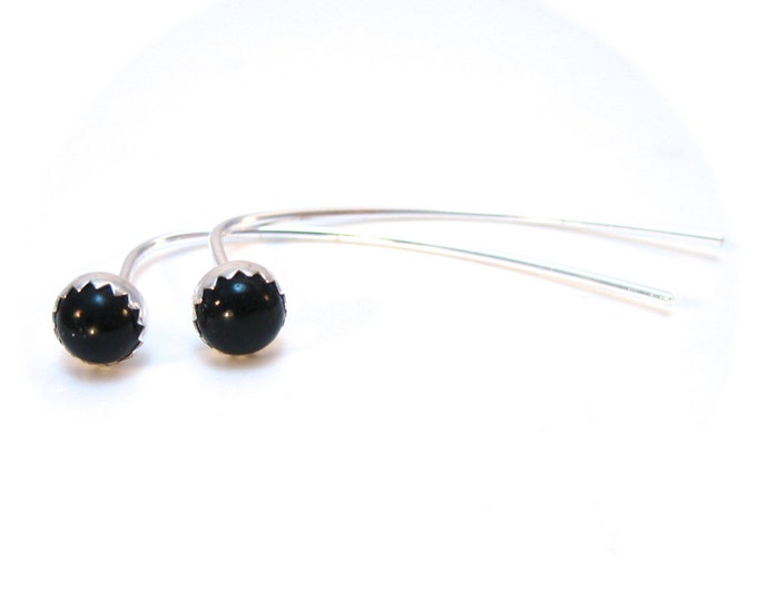 Long Black Onyx Gemstone Earrings