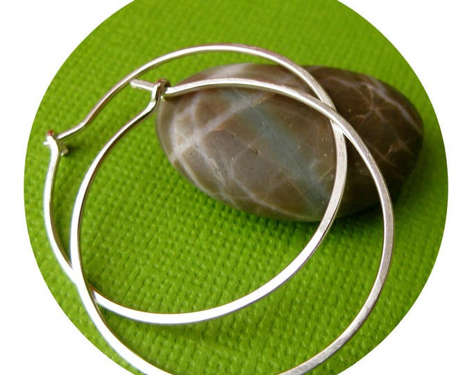 Large Silver Hoop Earrings- 1.25"  Hoops, Thin Silver Hoops, Thin Hoop Earrings