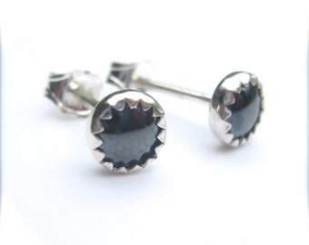 Hematite Stud Earrings, Gray Studs, Mens Stud Earrings, Hematite Earrings
