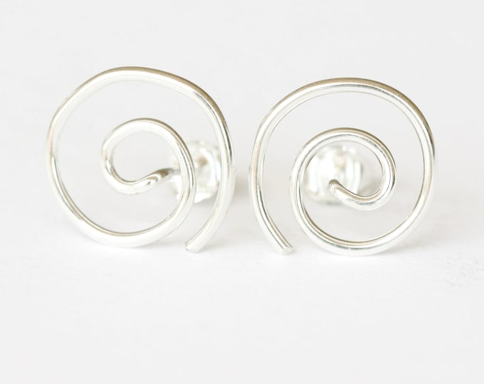 Sterling Silver Spiral Studs, Post Earrings