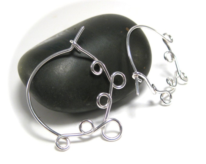 Loop de Loop Silver Hoop Earrings - Funky Silver Hoops, one of a Kind Hoop Earrings