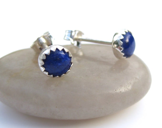 Blue Lapis Stud Earrings