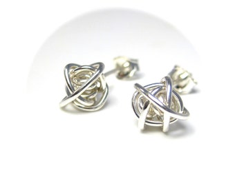 Wire Knot Silver Stud Earrings - Handmade Silver Jewelry - Post Earrings, Best Seller, Knot Earrings