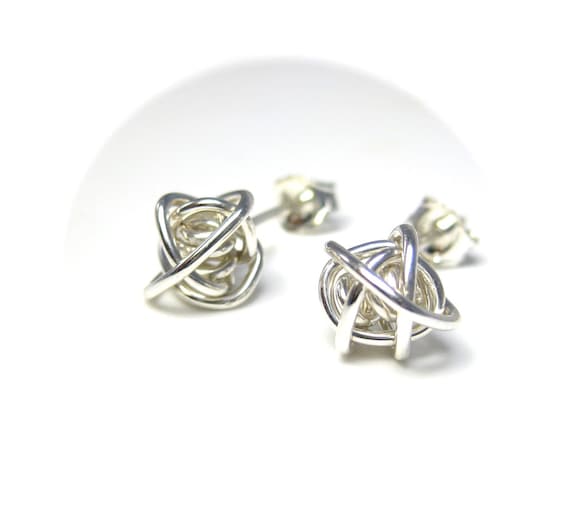 Wire Knot Silver Stud Earrings - Handmade Silver Jewelry - Post Earrings, Best Seller, Knot Earrings