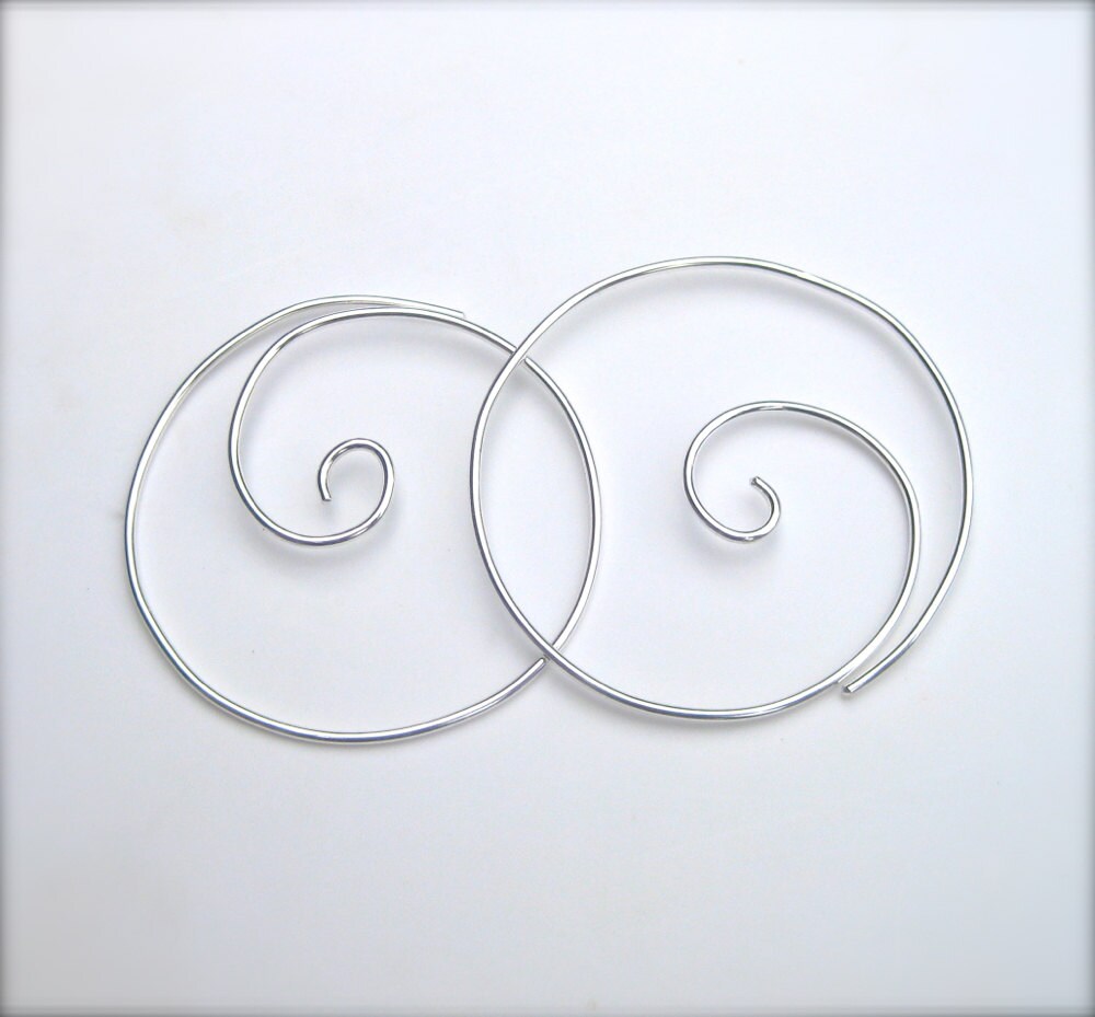 Sterling Silver Spiral Hoops Handmade Wire Hoop Earrings | Etsy