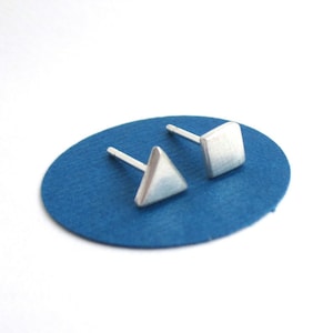Mismatched Earrings, Square and Triangle Stud Earrings