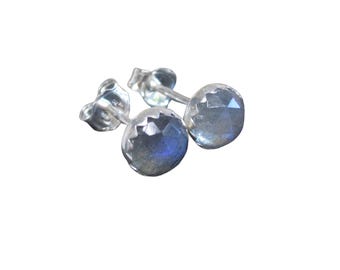 Rose Cut Labradorite Studs 6mm