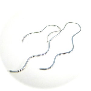 Etsy Jewelry, Unique Earrings with Silver Wave Thread Through Earrings image 4