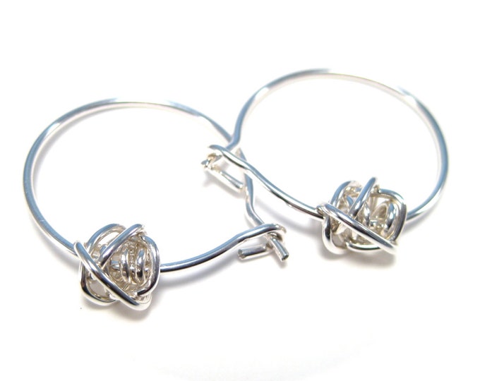 Silver Wire Knot Hoop Earrings