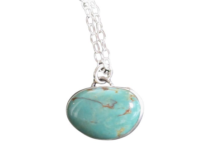 Freeform Nevada Turquoise Pendant Necklace in Sterling Silver