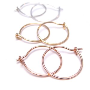 Small Hoop Earrings, Sterling, 14K Pink Gold Fill, 14K Yellow Gold Fill, Simple Hoops for Everyday, Lightweight Hoops, Classic Hoops