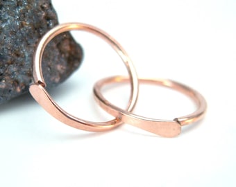 Pink Gold Cartilage Hoop Earrings, Rose Gold Upper Ear Piercing Jewelry