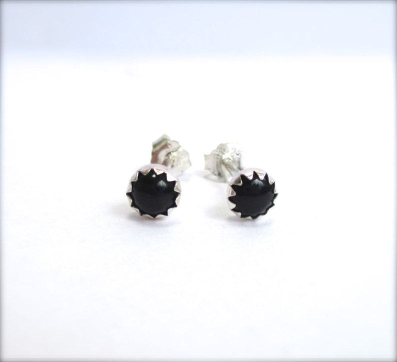 Black Stud Earrings, Mens Studs or Unisex Black Onyx Stud Earrings image 4