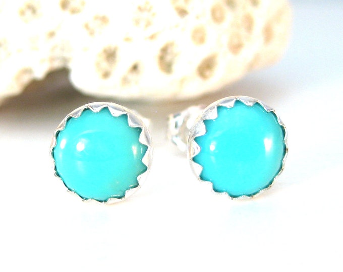Turquoise Stud Earrings, 5 mm or 6mm