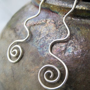 Loop de Swirl Dangling Silver Earrings, Silver Wire Earrings