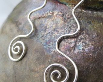 Loop de Swirl Dangling Silver Earrings, Silver Wire Earrings