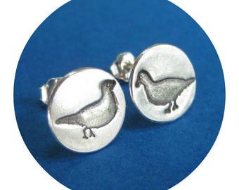 Silver Bird Earrings, Love Birds, Bird Studs, Love Bird Earrings