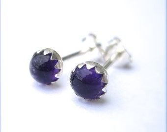 Small Amethyst Stud Earrings, Purple Stud Earrings Amethyst Earrings