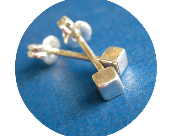 Tiny Square Studs in Sterling Silver