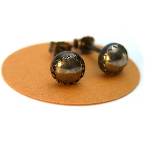 Mens Earrings Studs Black and Pyrite, 5mm Stud Earrings for Him, Earrings Men, Mens Gift, Pierced Earrings Studs image 1