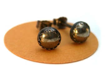 Mens Earrings Studs Black and Pyrite, 5mm Stud Earrings for Him, Earrings Men, Mens Gift, Pierced Earrings Studs