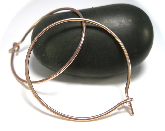 Pink Gold Hoop Earrings, Thin Rose Gold Hoops, Pink Gold Earrings large Rose Gold Hoops