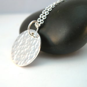 Simple Hammered Pendant Necklace in Sterling Silver