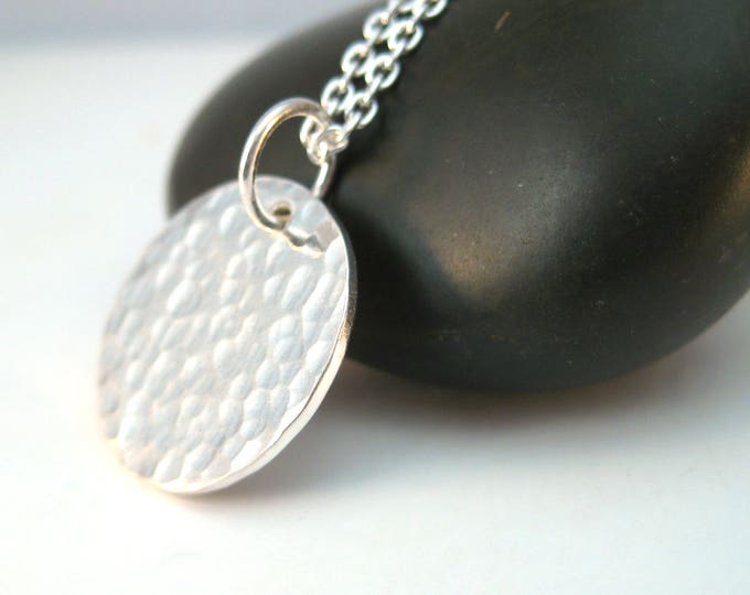 Simple Hammered Pendant Necklace in Sterling Silver