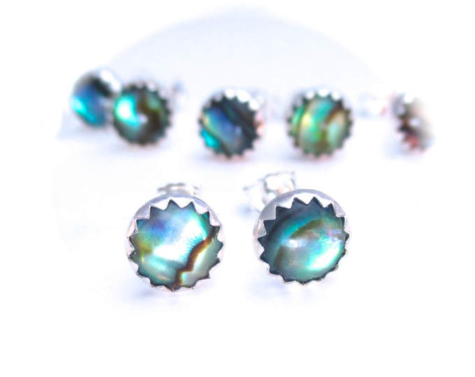 Abalone Stud Earrings, 6 mm