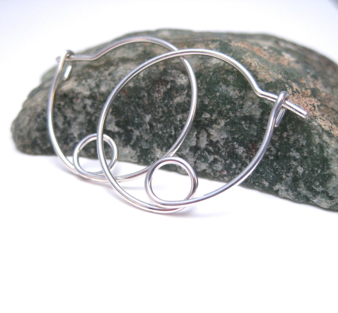 Silver Hoops With a Loop, Unique Hoop Earrings - Etsy