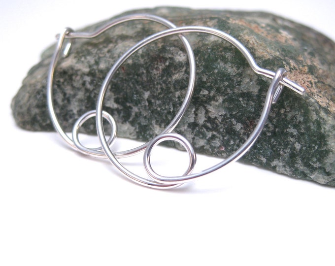 Silver Hoops With a Loop, Unique Hoop Earrings
