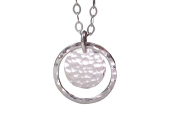 Sterling Silver Hammered Disc and Circle Necklace