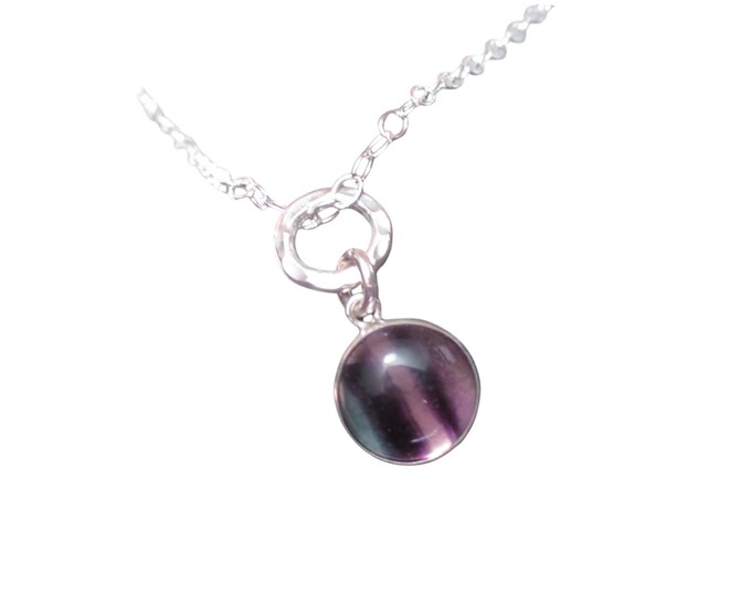 Rainbow Fluorite Necklace in Sterling Silver