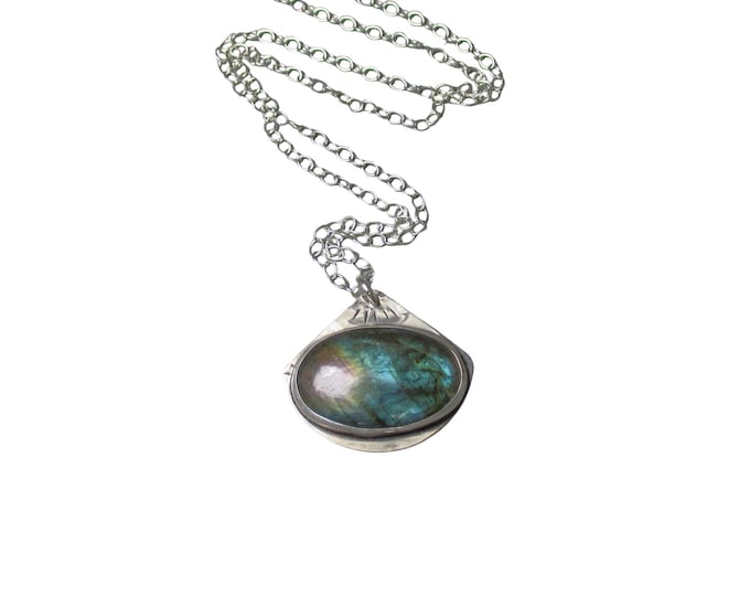 Labradorite Pendant Necklace Geometric Shape