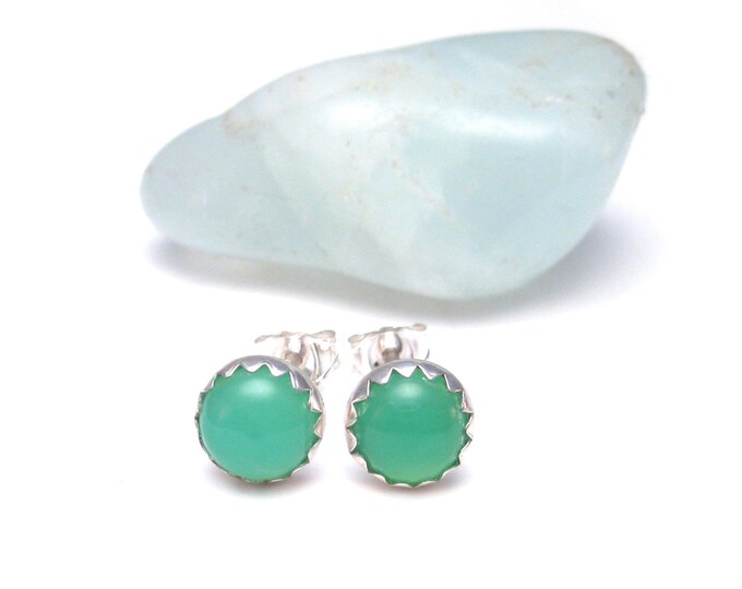 Chrysoprase Studs, 6mm