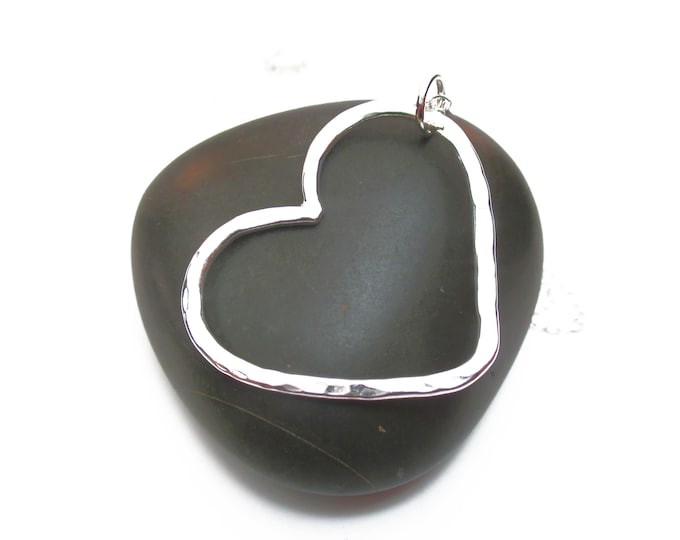 Silver Heart Necklace for Her, Valentines Gift Jewelry