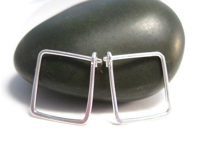 Tiny Silver Square Hoops - Geometric Jewelry