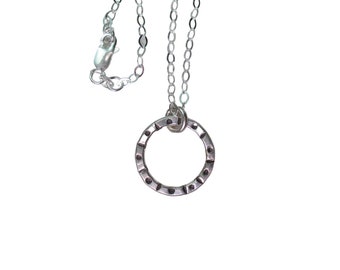 Dots and Dashes Circle Pendant Necklace in Sterling Silver