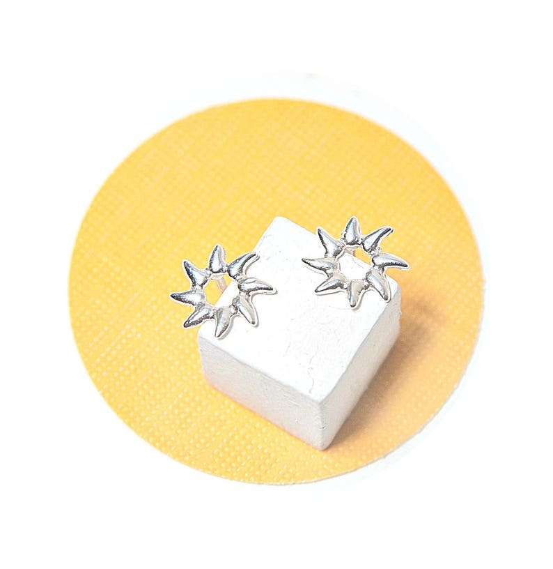 Sun Earrings, Sunburst Silver Stud Earrings, Sunny Summer Jewelry, Sun Studs image 5