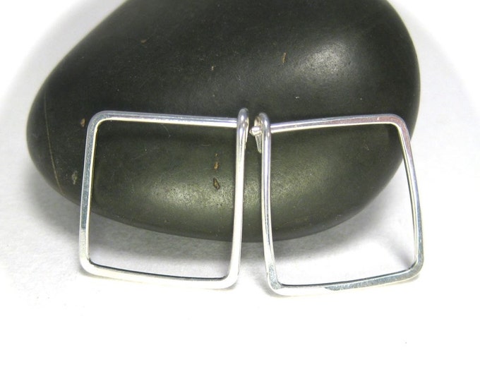 Square Hoop Earrings- Medium Hoops, Handmade Silver Jewelry