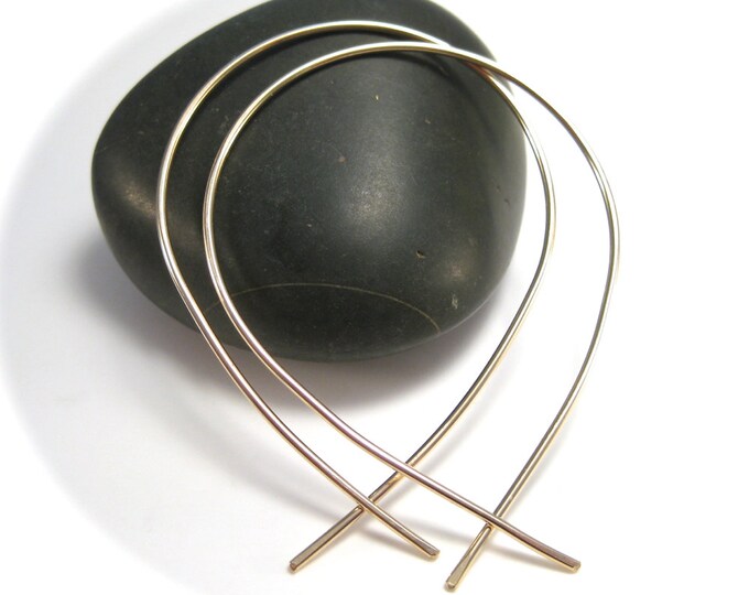 Large Gold Hoop Earrings, Fish Shaped Gold Hoop Earrings