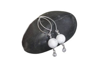 White Gemstone Dangle Earrings in Sterling and White Howlite