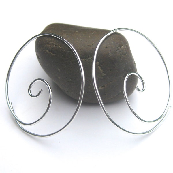 Sterling Silber Spiral Hoops - handgemachte Draht Creolen, dünne silberne Creolen
