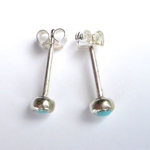 Tiny Turquoise Studs, 3 mm Stud earrings, Cartilage Earrings, Second Hole Piercing, 3mm turquoise studs image 3