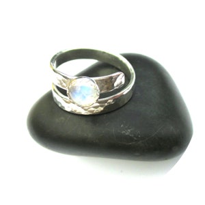Adjustable Moonstone Ring, Silver Wraparound Gemstone Ring