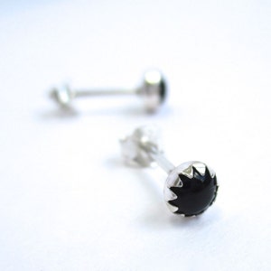 Black Stud Earrings, Mens Studs or Unisex Black Onyx Stud Earrings image 2