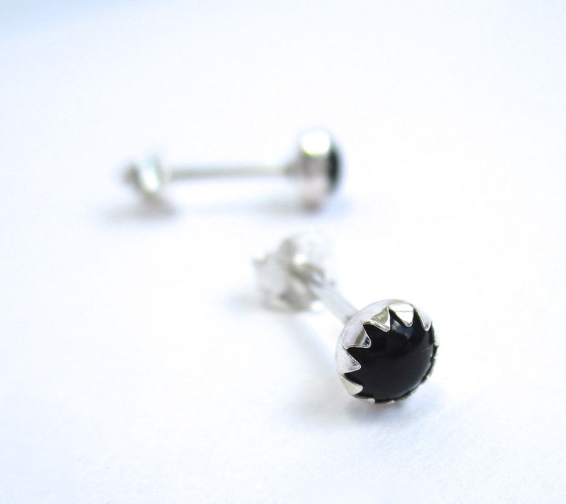 Black Stud Earrings, Mens Studs or Unisex Black Onyx Stud Earrings image 2