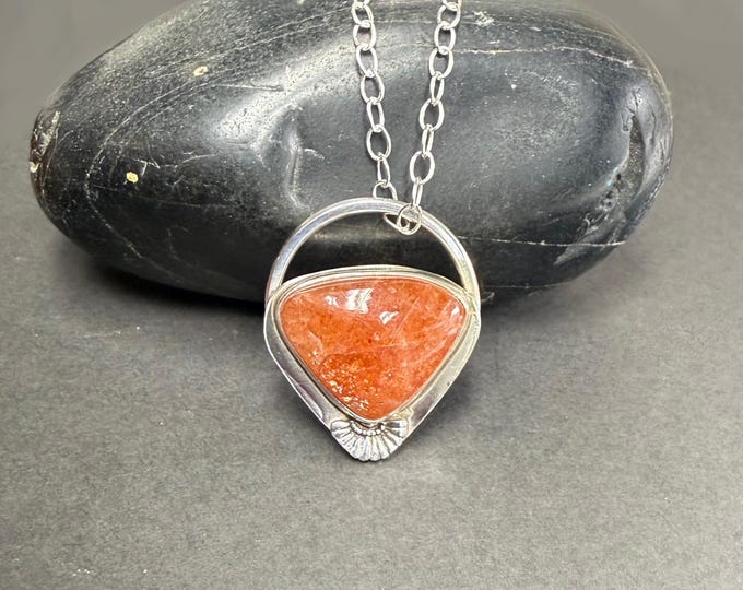 Unique Sunstone Necklace in Sterling Silver Made in Oregon