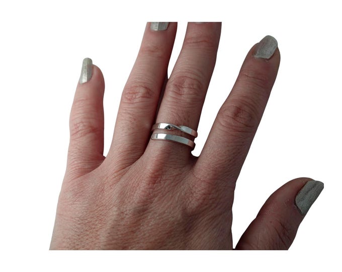Twist Silver Adjustable Ring